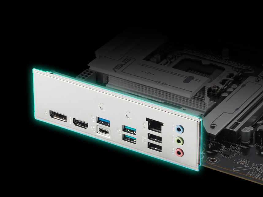 Afbeelding van het PRIME B860-PLUS-CSM voorgemonteerde I/O-schild.