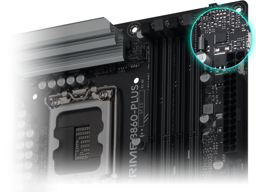 Het PRIME B860-PLUS-CSM moederbord beschikt over Q-LED.