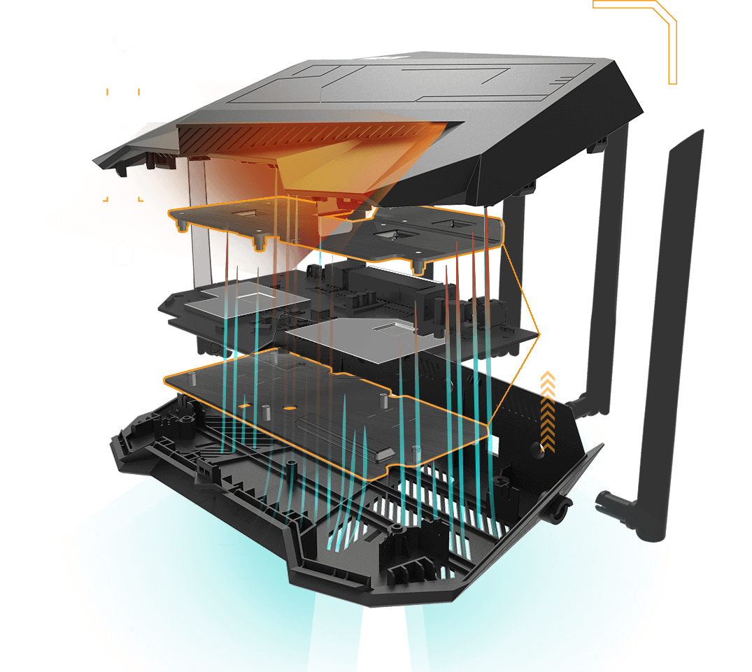 Gaming router with heatsink for better thermal