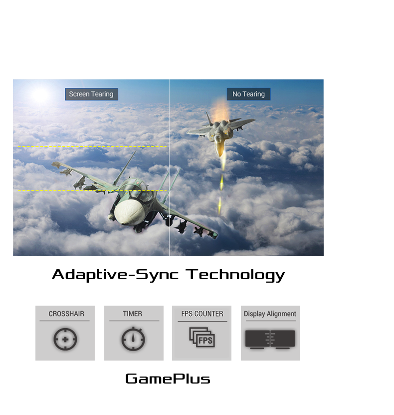 ASUS VA24EQSB monitor includes Adaptive-Sync Technology to eliminate  screen tearing and provide a stable frame rate