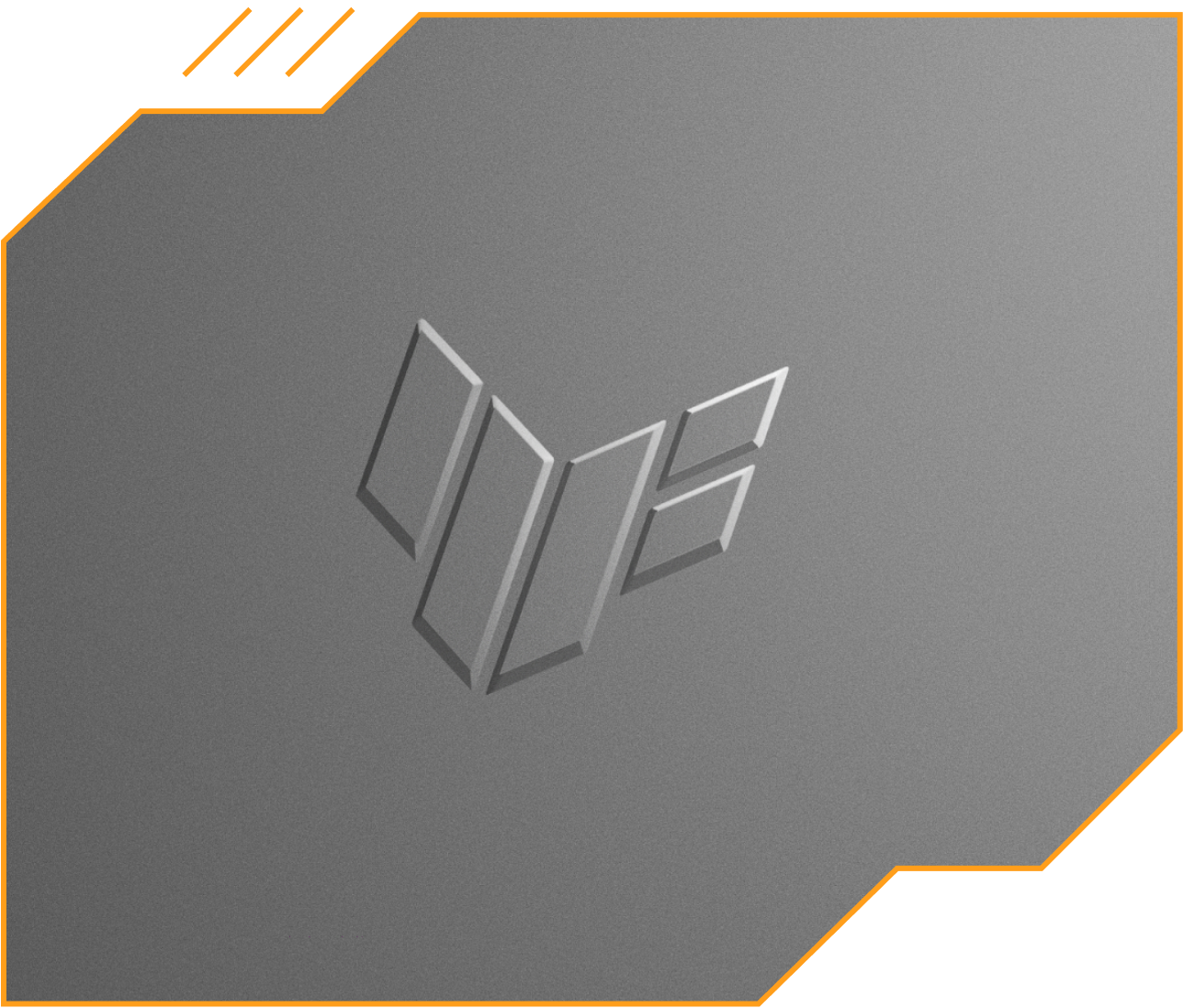 Extreme close-up view of the TUF Gaming logo.