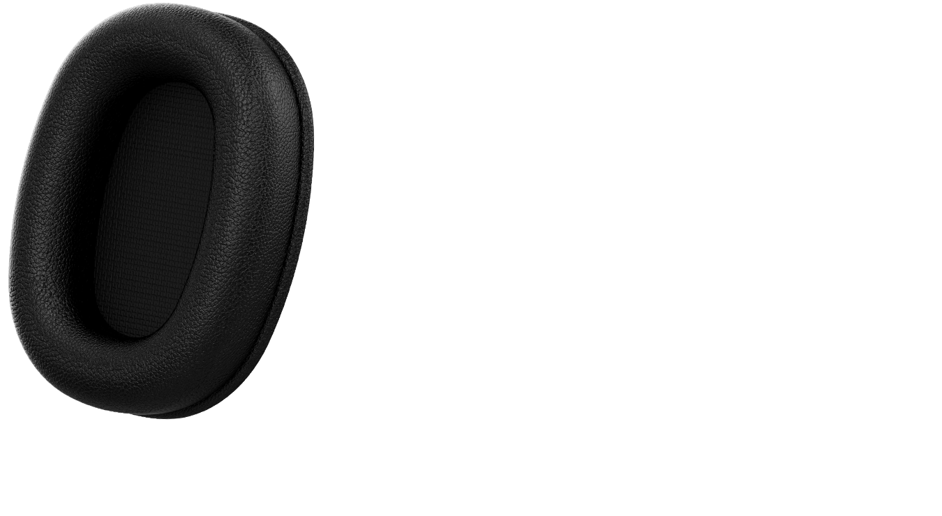 The ear cup divided into four elements highlights the position of airtight chambers and 40mm ASUS essence drivers.