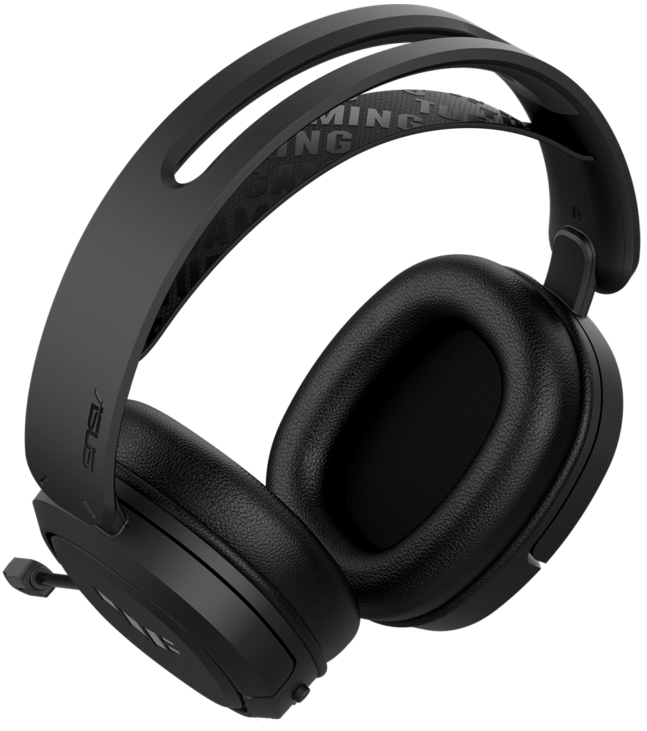 Le TUF Gaming H1 Wireless flotte au-dessus de l'onde sonore en arrière-plan du scénario de jeu.