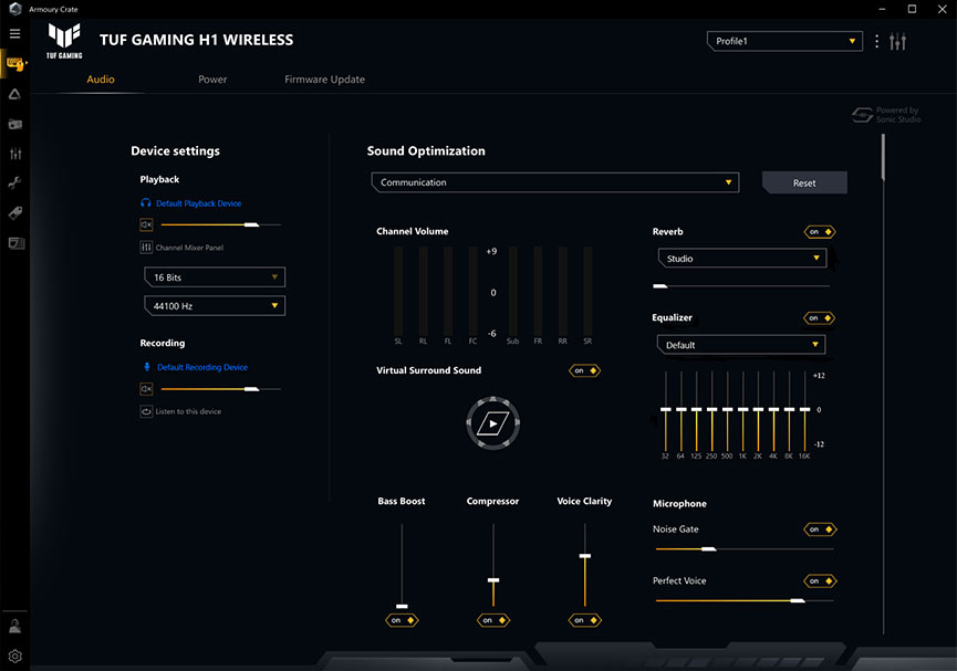 ASUS TUF Gaming H1 Wireless works with Armoury Create software