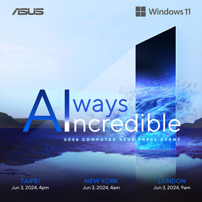 ASUS’s Always Incredible event key image is displayed in the image. A blue portal with swirling blue particles is shown on the right.