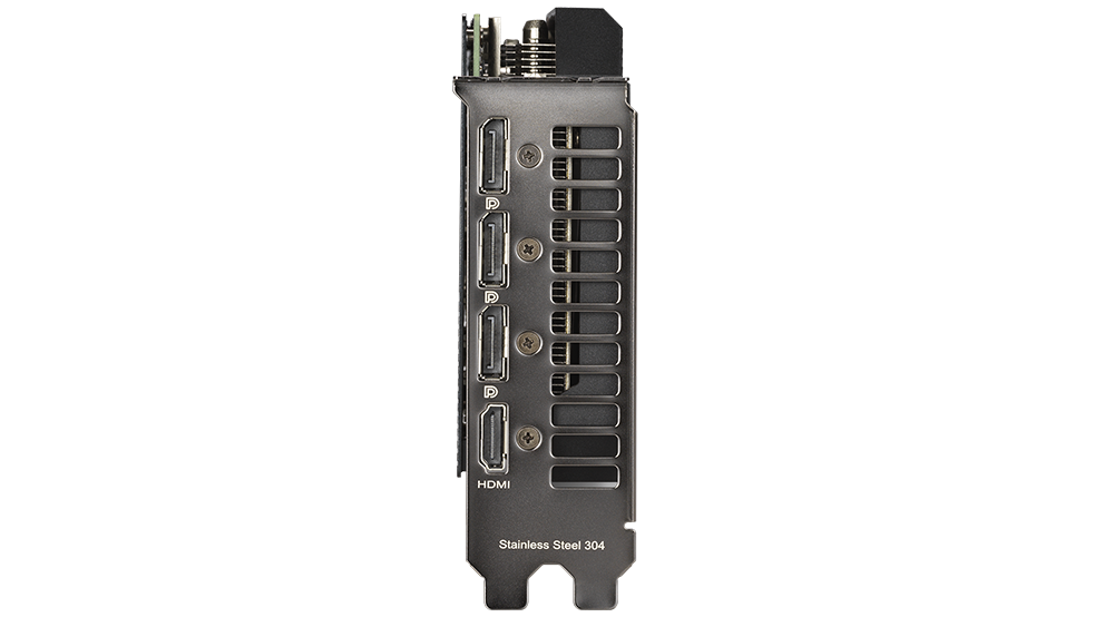 ASUS DUAL-RTX3060-O12G rear I/O featuring 304 Stainless Steel