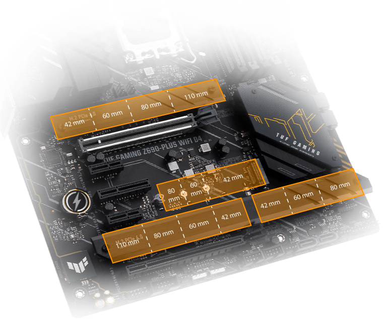 USB 3.2 Gen 2 Type-C Compatible Thunderbolt 4 éclairage RGB PCIe 5.0 ASUS TUF Gaming Z690-PLUS WiFi D4 – Carte mère LGA 1700 ATX 15 DrMOS Intel WiFi 6 RAM DDR4 Quatre Slots M.2 
