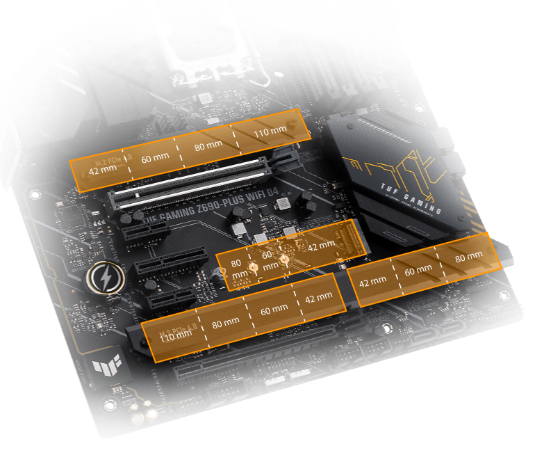 M.2_1 et M.2_3 compatibles 22110. M.2_2 et M.2_4 compatibles type 2280.