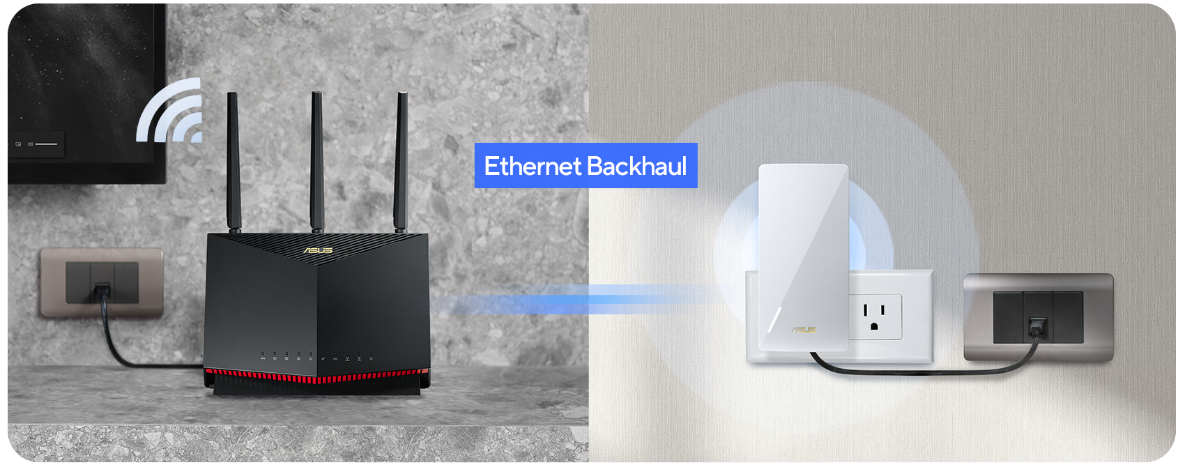 RP-AX58 באמצעות כבל Ethernet לחיבור לרשת מקומית.