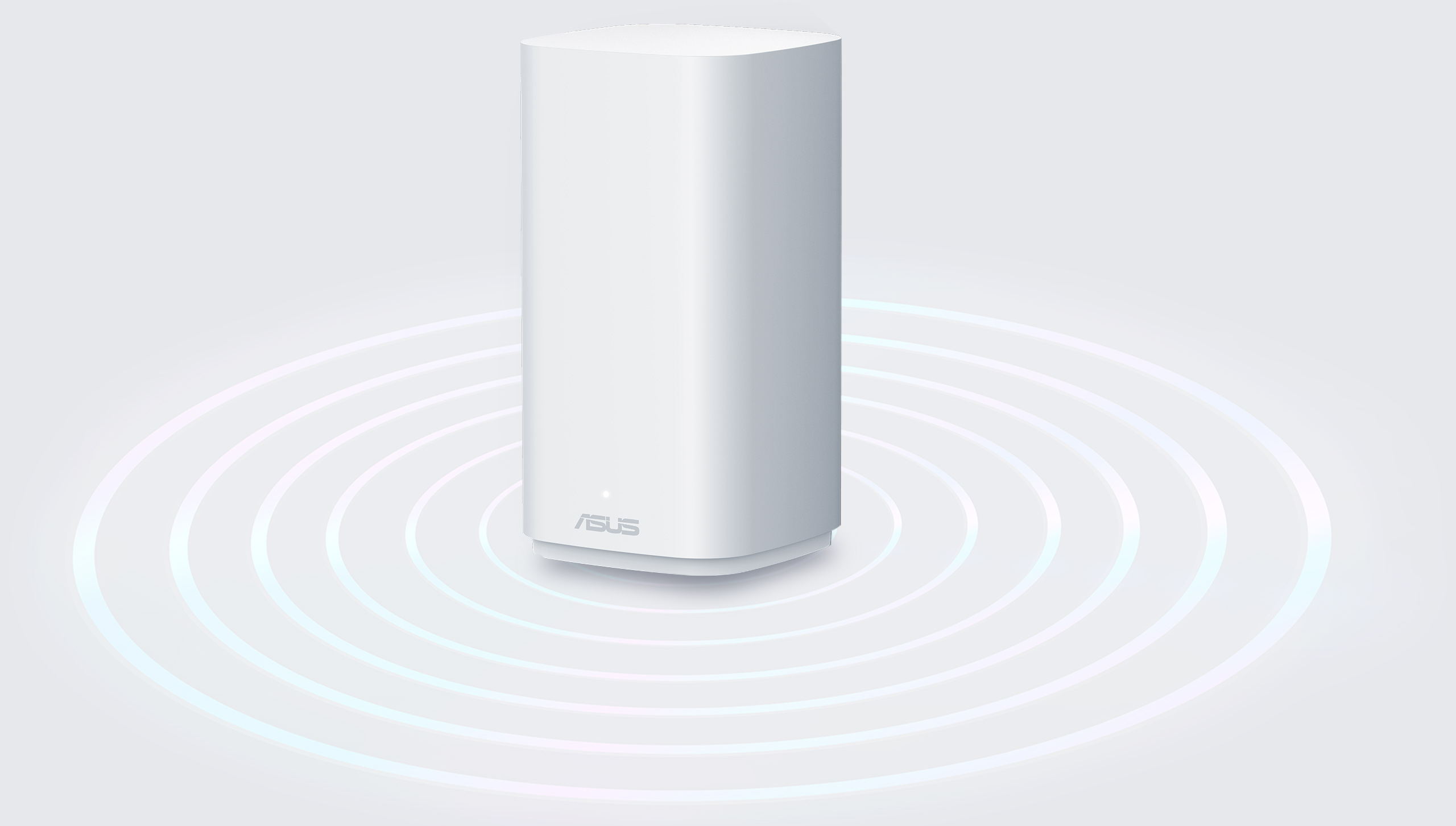 ASUS ZenWiFi BD5 Outdoor mesh router displayed with WiFi signal graphics underneath.