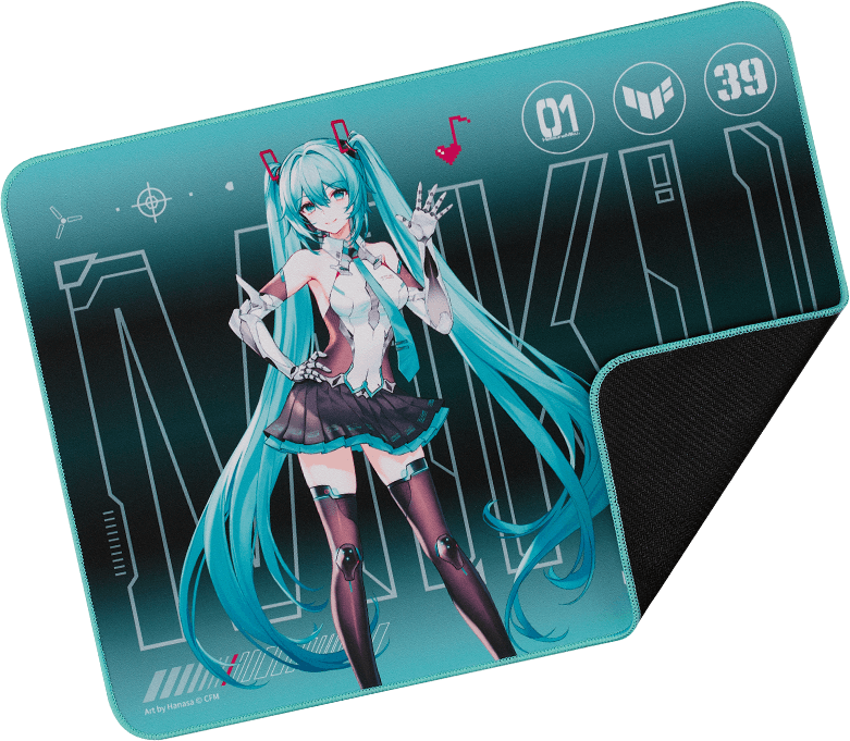 Bottom right corner of the P1 Hatsune Miku Edition turned over to show its rubber bottom