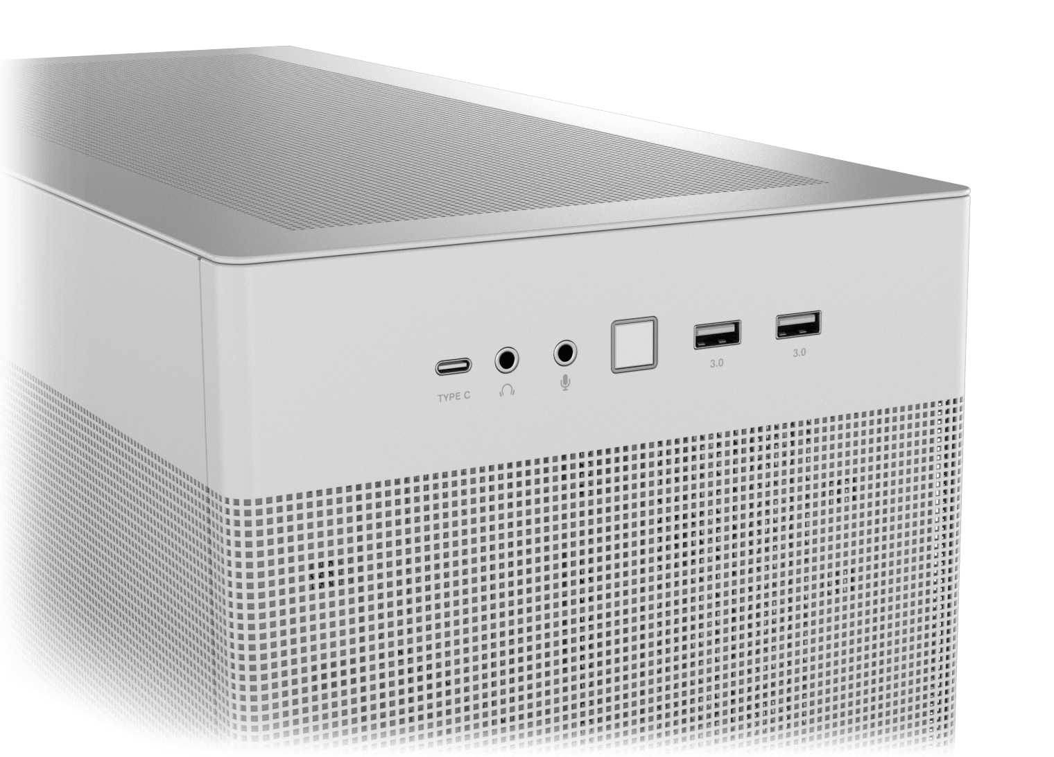 Close up on the ASUS Prime AP201 front panel with USB Type-C port