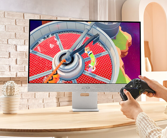 Game on with ASUS ZenScreen Smart Monitor MS27UC with controller