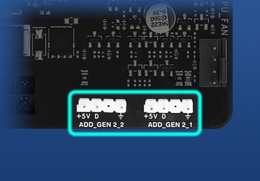 Image depicting PRIME H810M-E ARGB connectors.