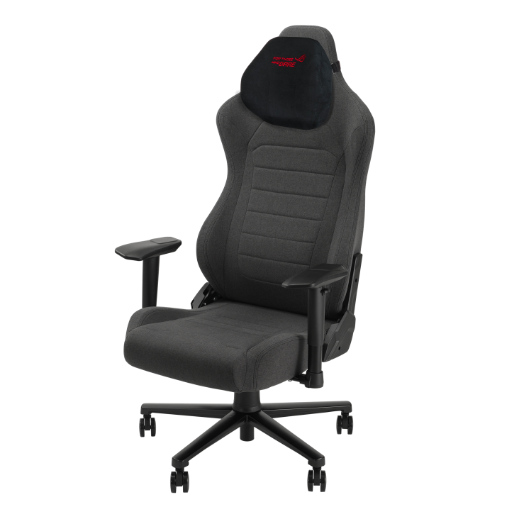 ROG Aethon gaming chair fabric edition with headrest – front view to left