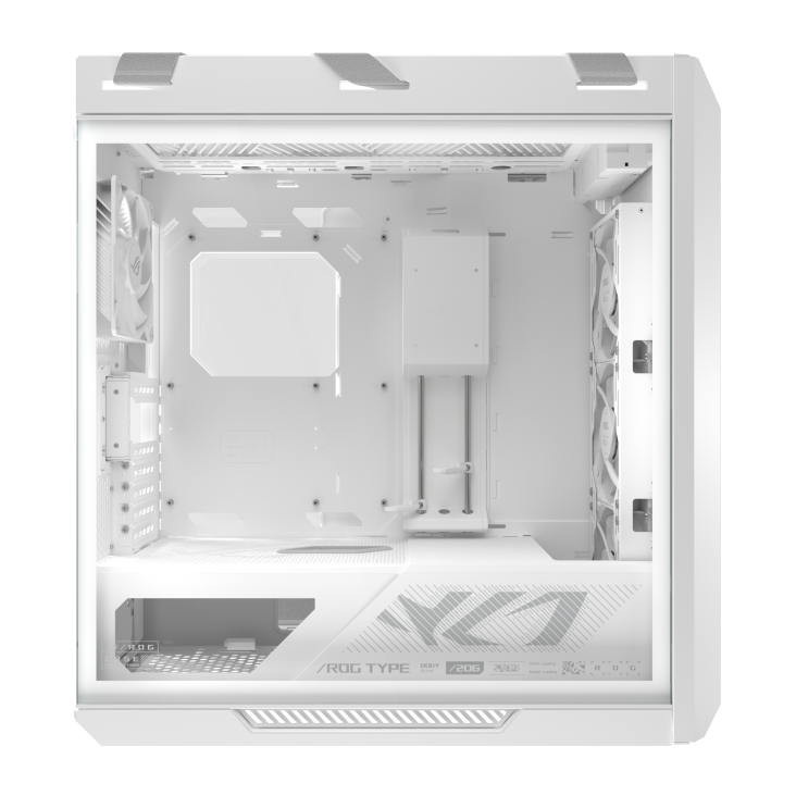 ROG Strix Helios II White left side view with tempered glass side panel
