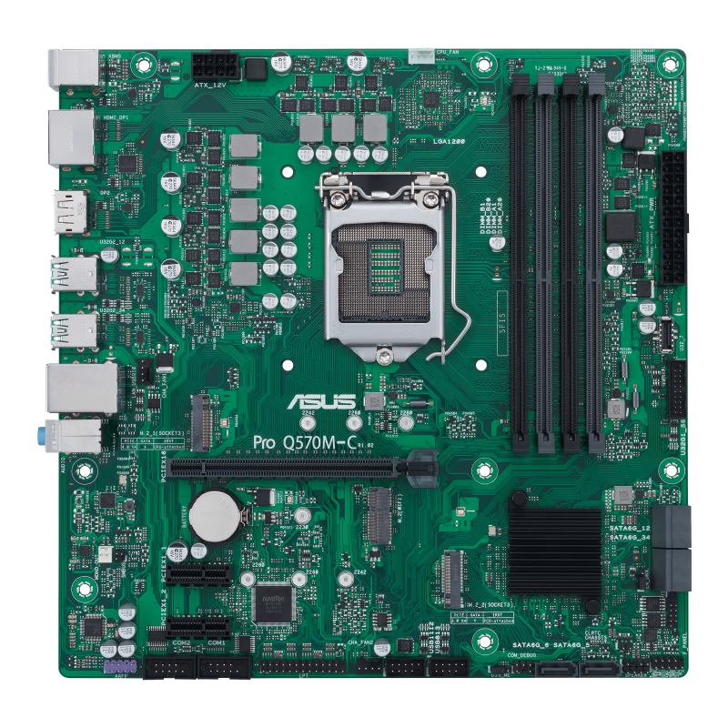 Pro Q570M-C/CSM motherboard, front view 