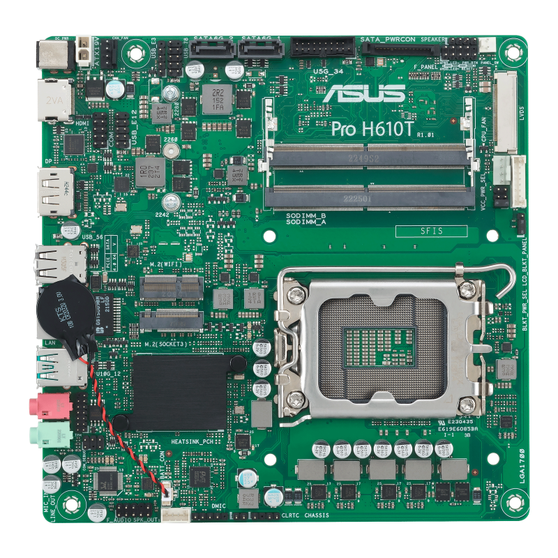 Pro H610T-CSM motherboard, front view