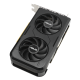 ASUS DUAL GeForce RTX™ 5050 graphics card, top down view highlighting the axial-tech fans
