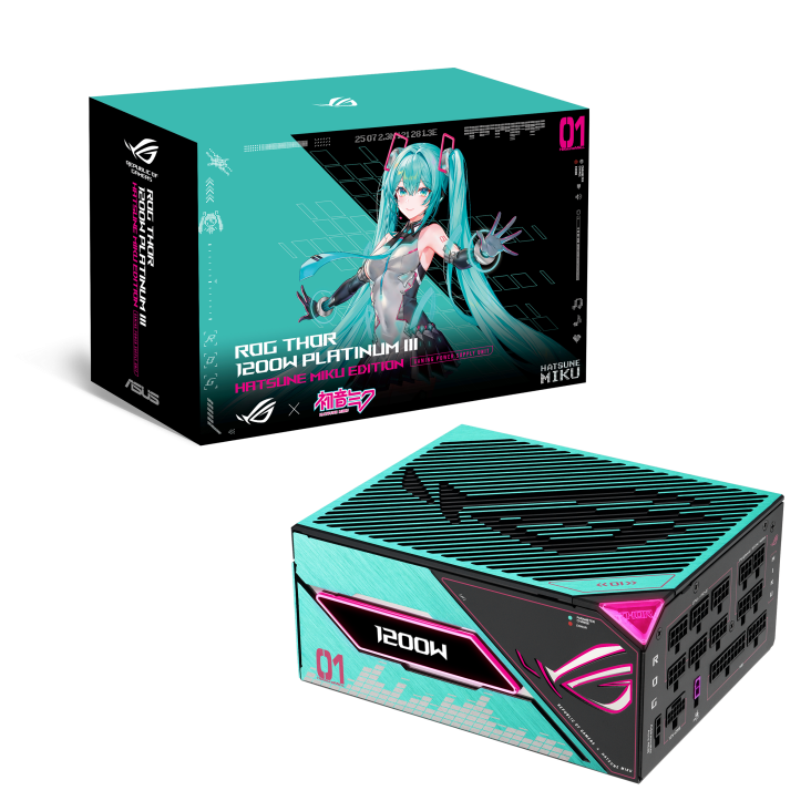 ROG Thor 1200W Platinum III Hatsune Miku Edition PSU and package