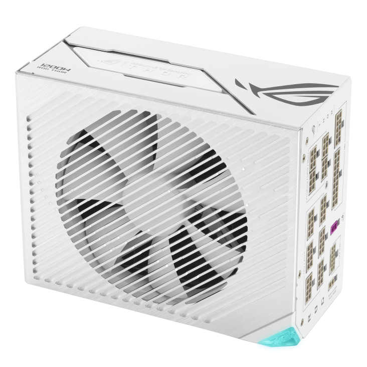 09_ROG-THOR-1200P3-WHITE-GAMING_upright angle showing the top and right side