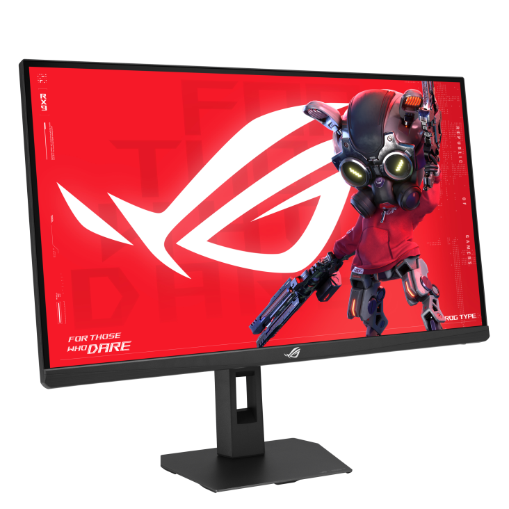 ROG Strix XG27ACMEG front view to the right tilted 45 degrees