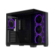 ASUS A32 PLUS Black 45 degree shot showing the front and left side panel with AURA lighting
