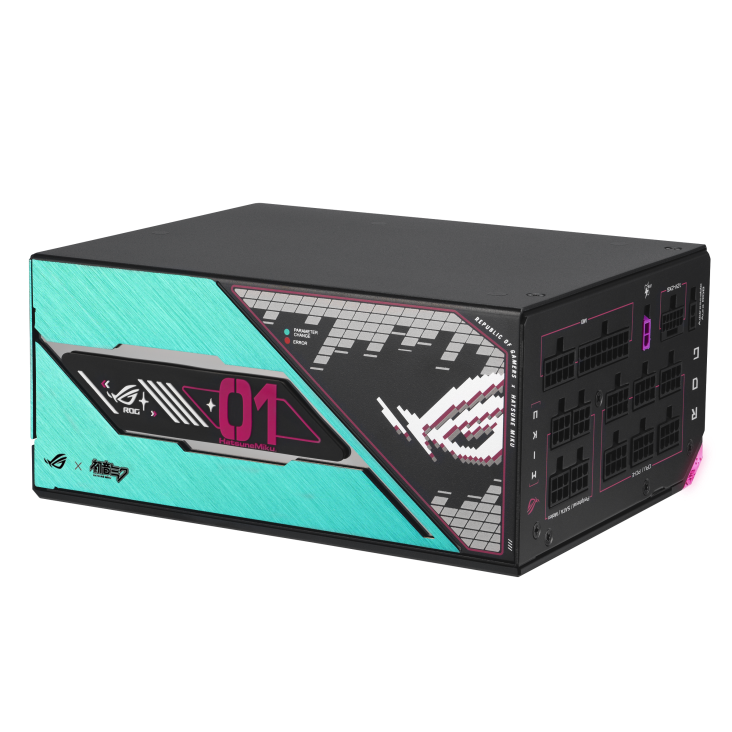 ROG Thor 1200W Platinum III Hatsune Miku Edition fan down with top-down angle