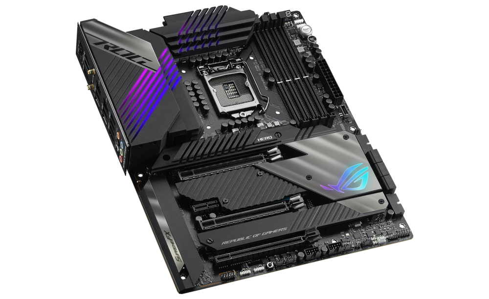 ROG MAXIMUS XIII HERO top and angled view from left