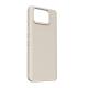 Grey phone case angled 45 degrees to the left, highlighting its button cutouts and sleek contours.