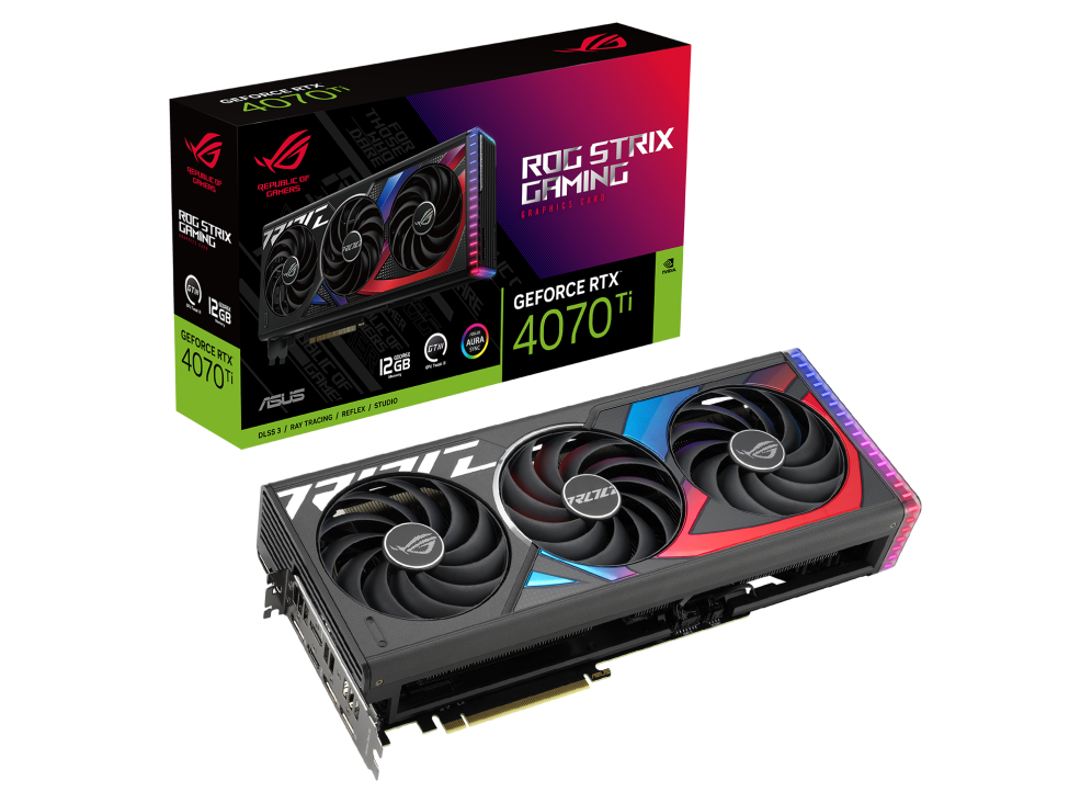 ROG Strix GeForce RTX 4070 Ti packaging and graphics card