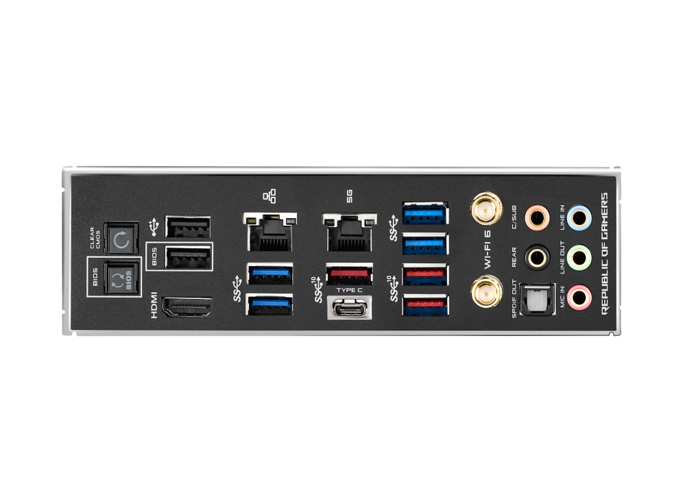 ROG MAXIMUS XII HERO (WI-FI) I/O ports closeup