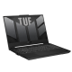 2023 TUF Gaming F15_ Off center front view of the TUF Gaming F15, with the TUF logo on screen