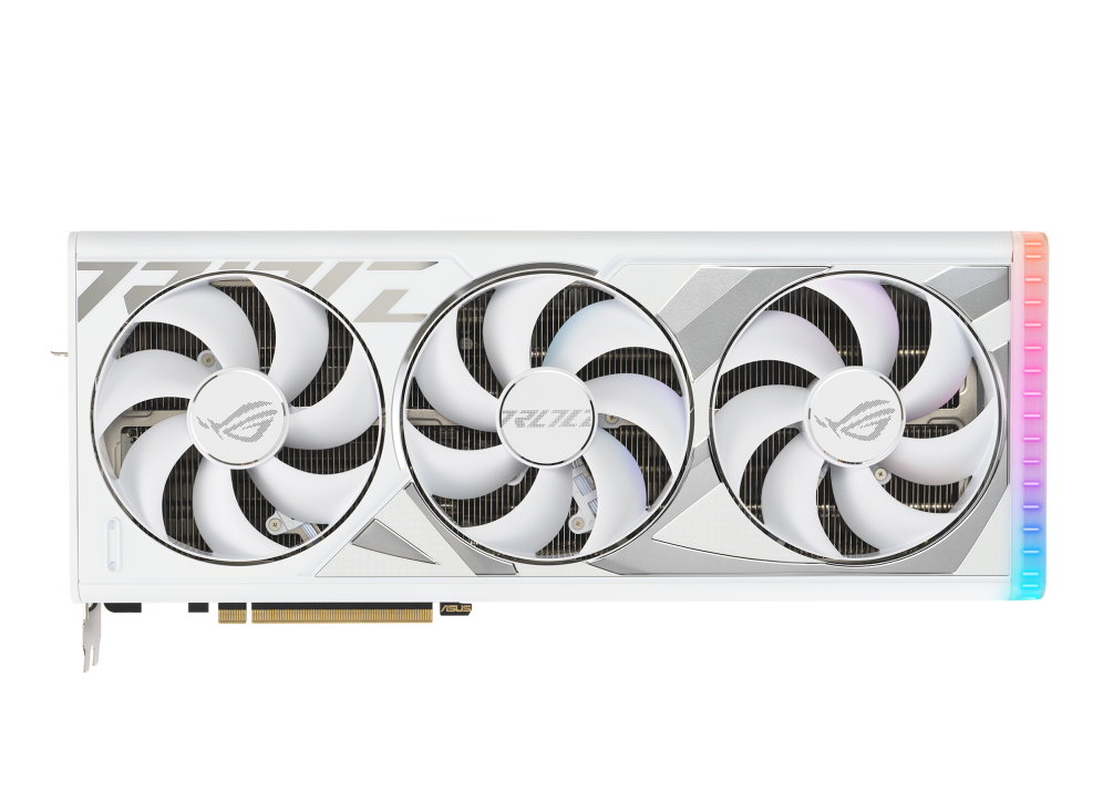 Front side of the ROG Strix GeForce RTX 4090 White edition graphics card