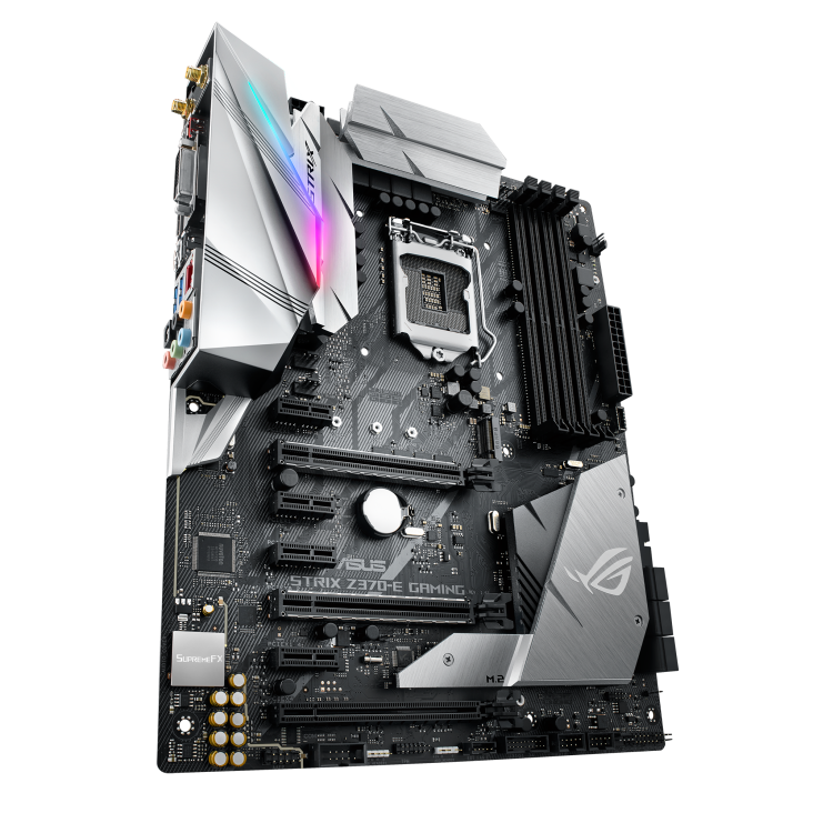 ROG STRIX Z370-E GAMING angled view from left