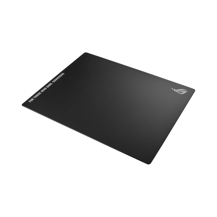 A slanted high angled view of the black Moonstone Ace L mouse pad