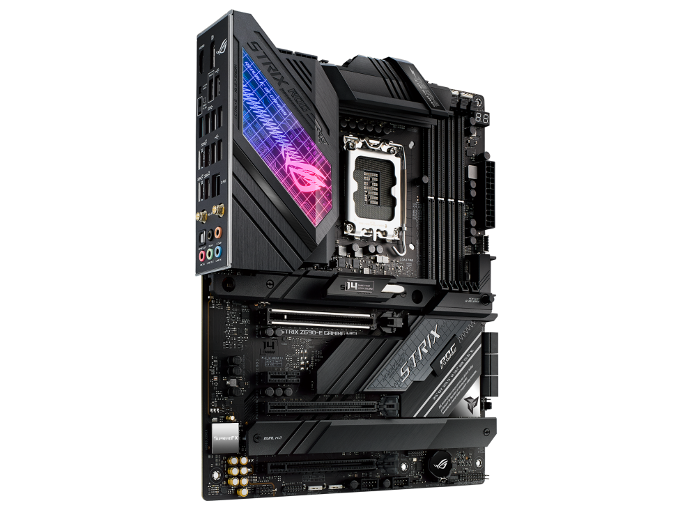 ROG STRIX Z690-E GAMING WIFI angled view from left