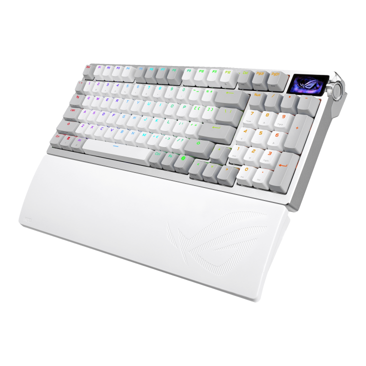 White ROG Azoth 96 HE front view to the left