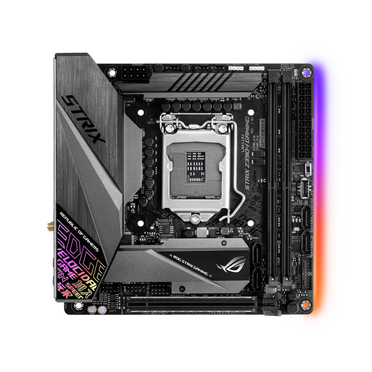 ROG STRIX Z390-I GAMING front viewROG STRIX Z390-I GAMING angled view from left
