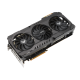 TUF GAMING AMD Radeon RX 6800 OC Edition graphics card, front angled view, highlighting the fans, I/O ports