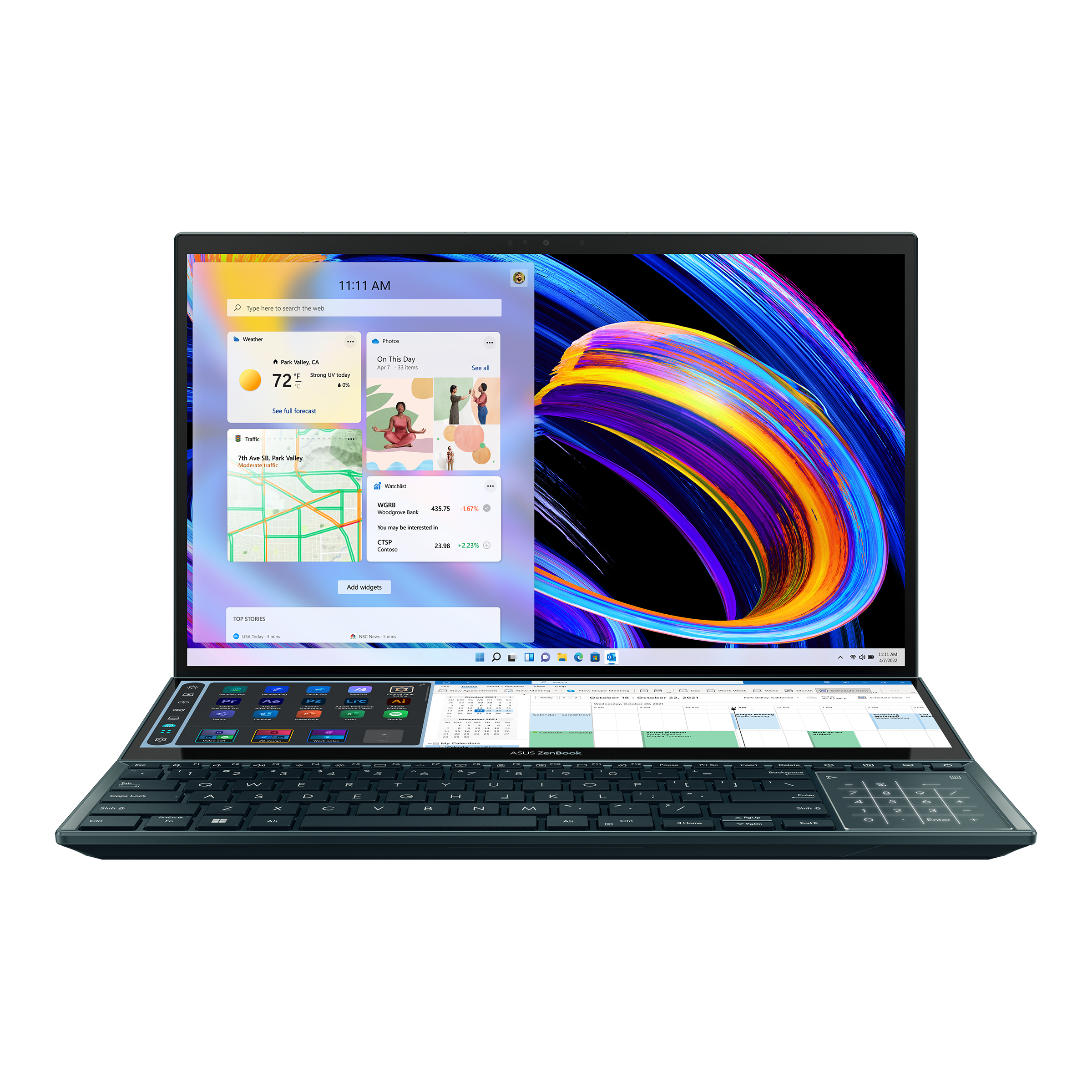 Portátil  ASUS Zenbook Pro Duo 15 OLED UX582ZW-H2035W, 15.6 UHD 4K,  Intel® Core™ i7-12700H, 16GB RAM, 1 TB SSD, RTX™ 3070 Ti, W11H