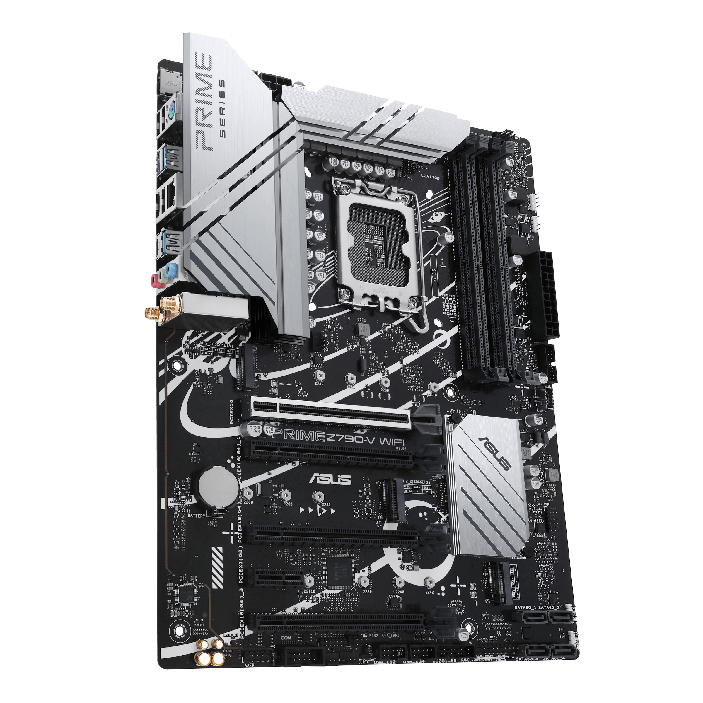 PRIME Z790-V WIFI-CSM front view, 60 degrees, with IO ports