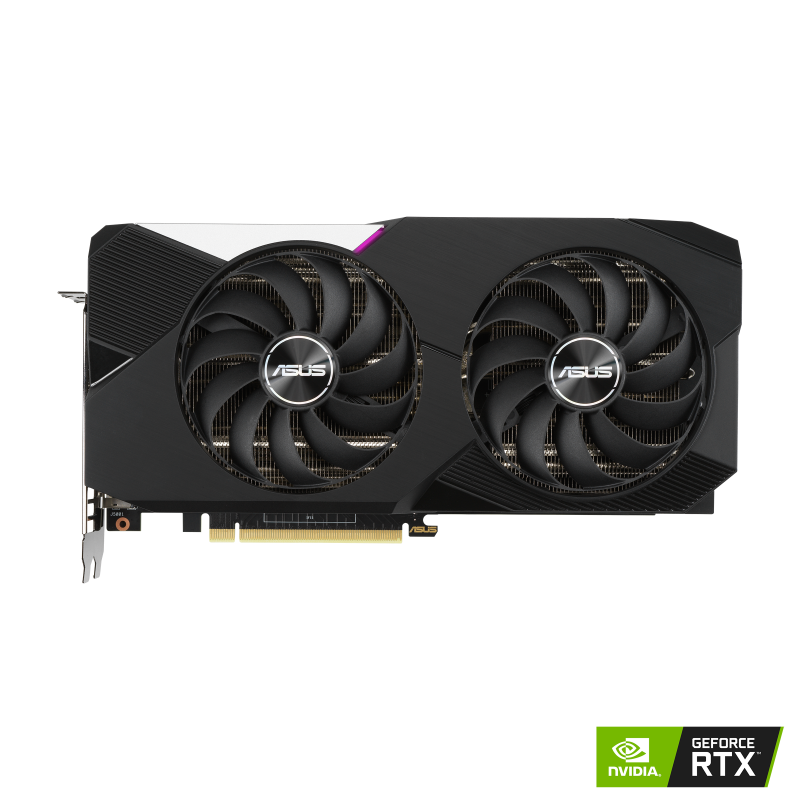 Dual GeForce RTX 3070 graphics card with NVIDIA logo, front view 