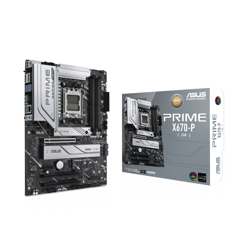 PRIME X670-P-CSM motherboard, packaging and motherboard