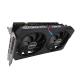ASUS Dual GeForce RTX 3060 8GB GDDR6 graphics card, angled top down view, showcasing the I/O ports
