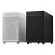 Two ASUS Prime AP201 chassis in white and black next to each other