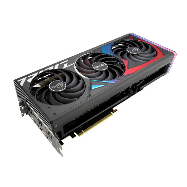Front angled view of the ROG Strix GeForce RTX 4070Ti SUPER graphics card-1