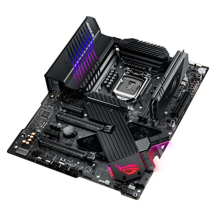 ROG MAXIMUS XII APEX top and angled view from right