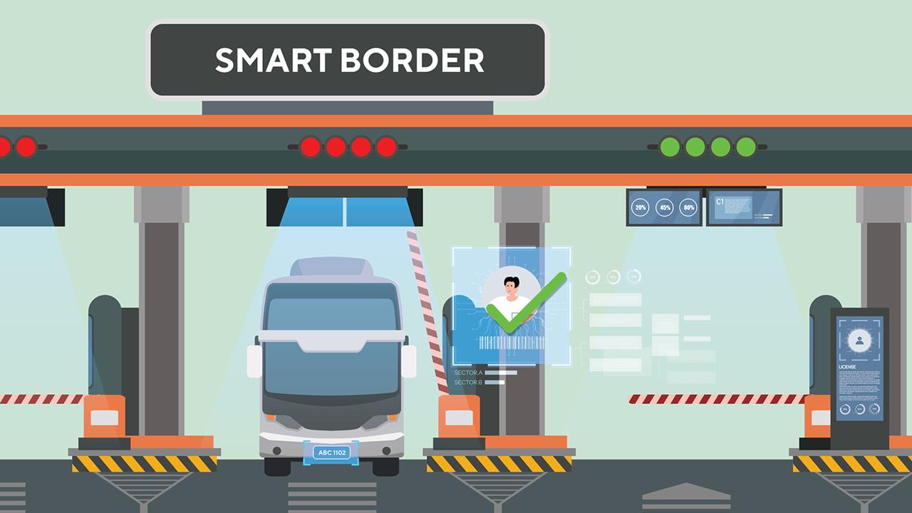 Three border gates are installed with future concept AI management tools including driver and traffic analytics, digital signage and self-service kiosk.
