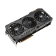 TUF GAMING AMD Radeon RX 6900 XT OC Edition graphics card, front angled view, highlighting the fans, I/O ports